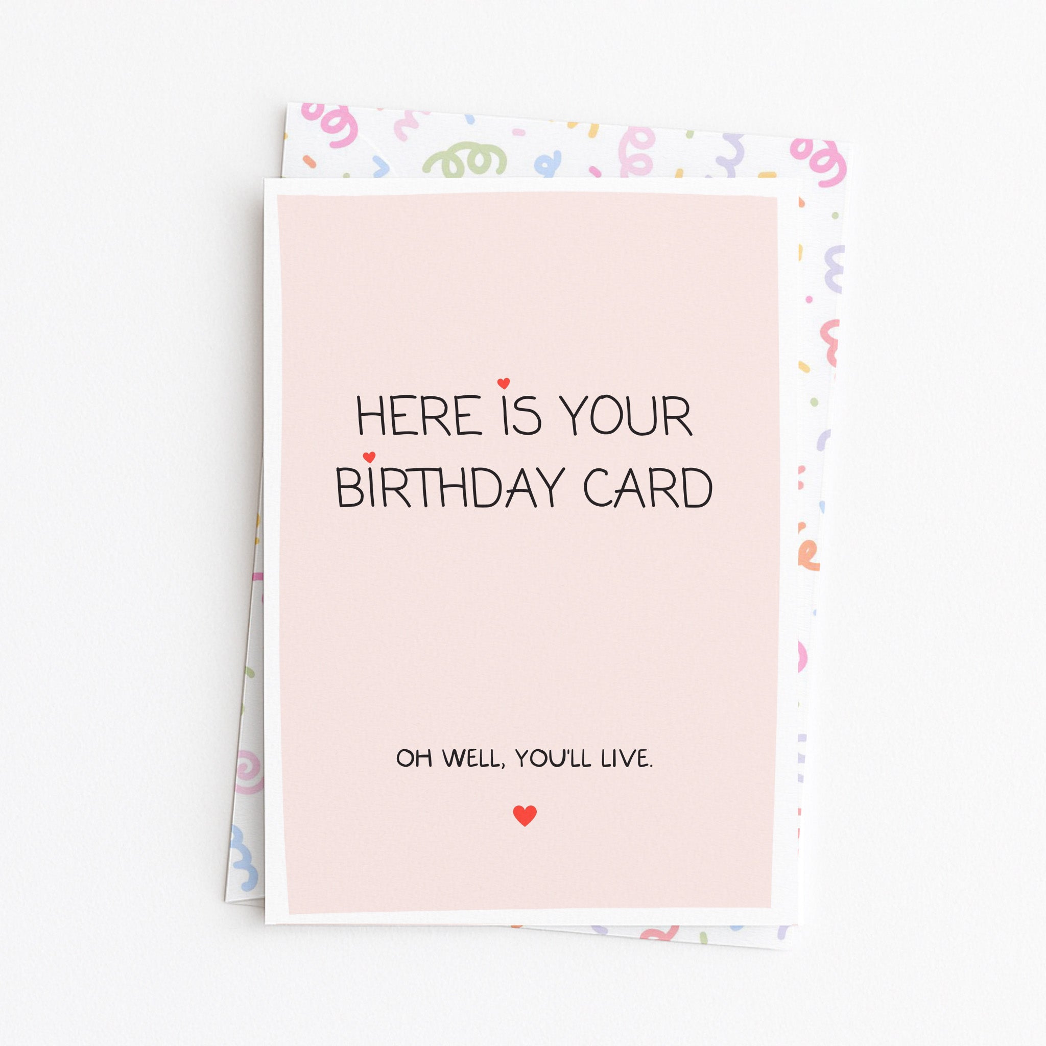 "Here Is Your Birthday Card. Oh Well, You'll Live" Greeting Card