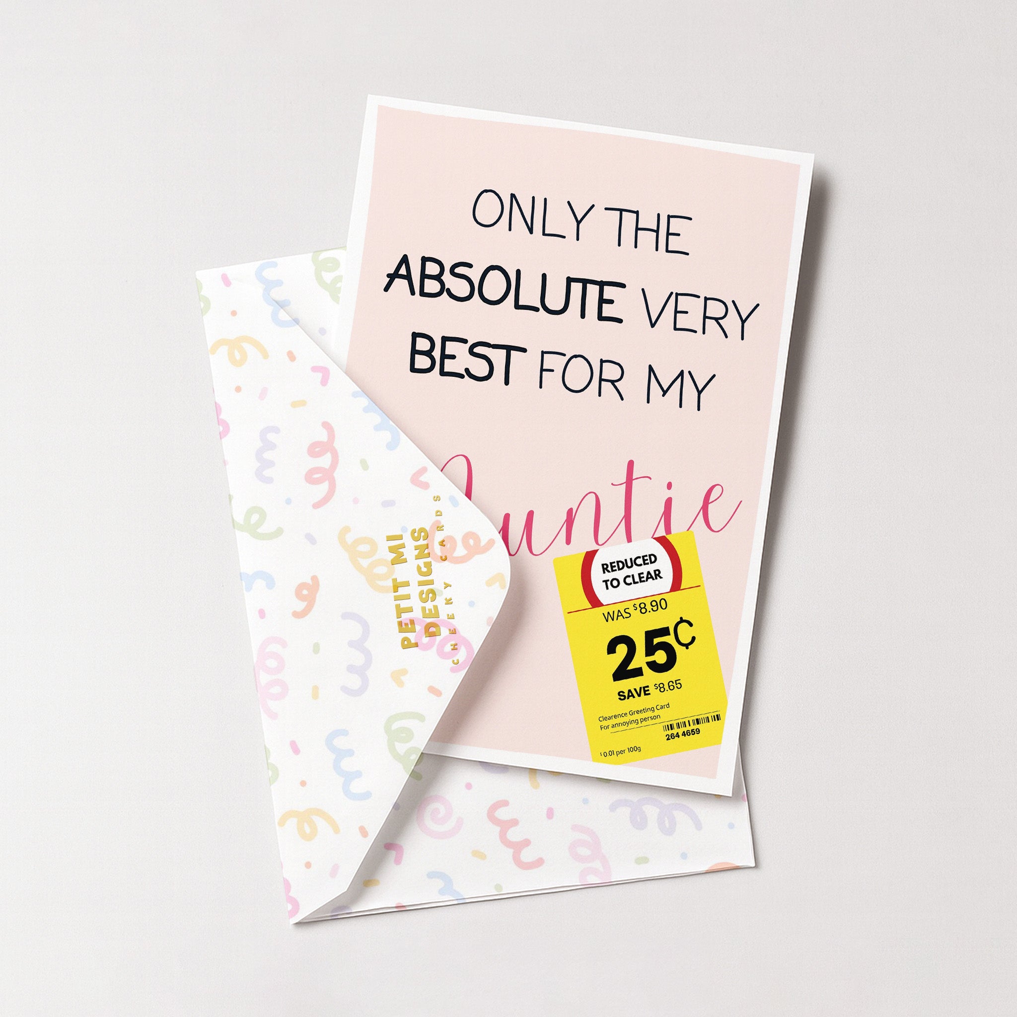 "Only The Absolute Very Best For My Auntie Yellow Label" Greeting Card