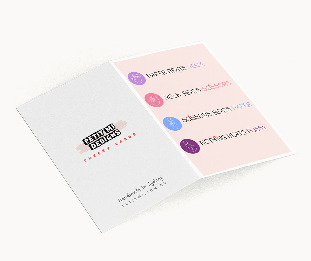 "Rock Beats Scissors" Greeting Card