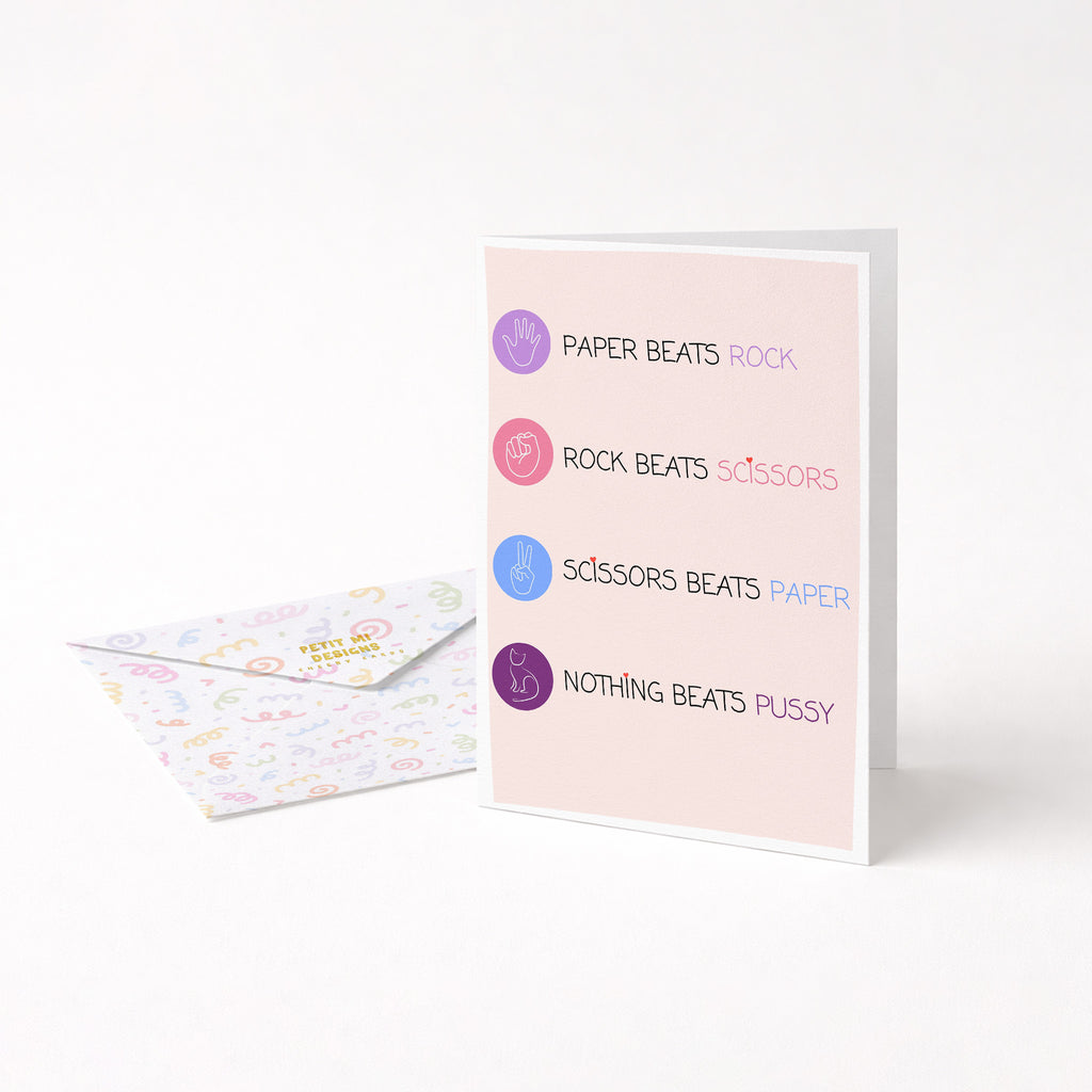 "Rock Beats Scissors" Greeting Card