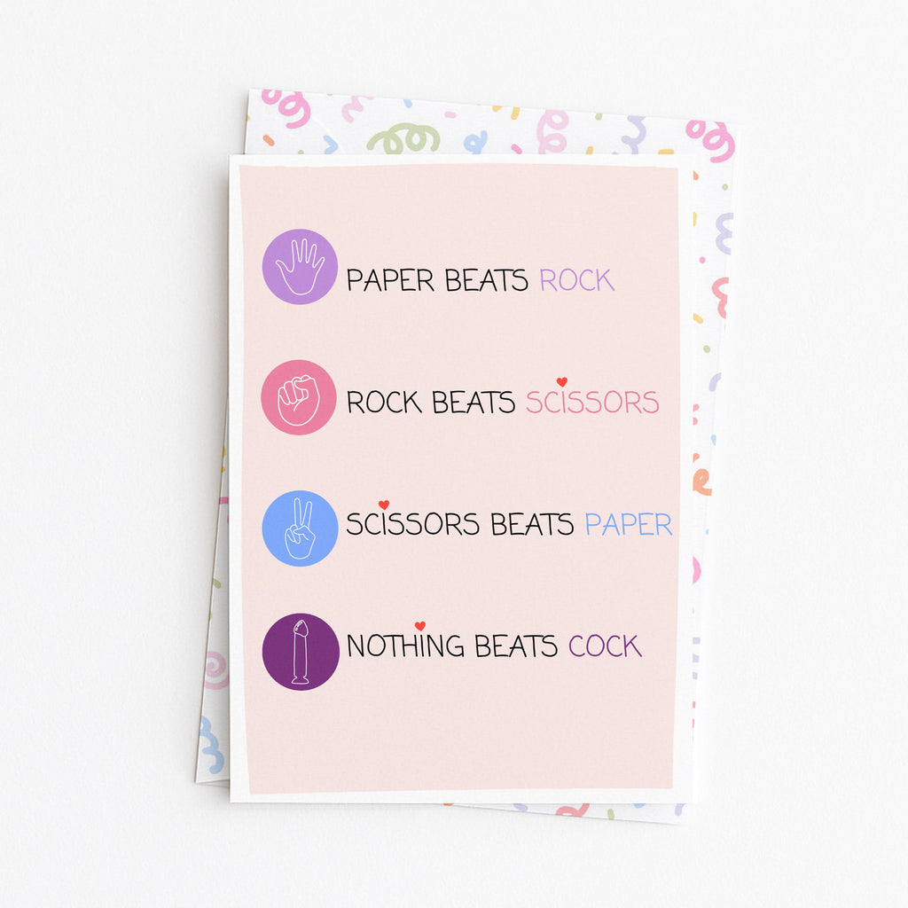 "Paper Beats Rock" Greeting Card