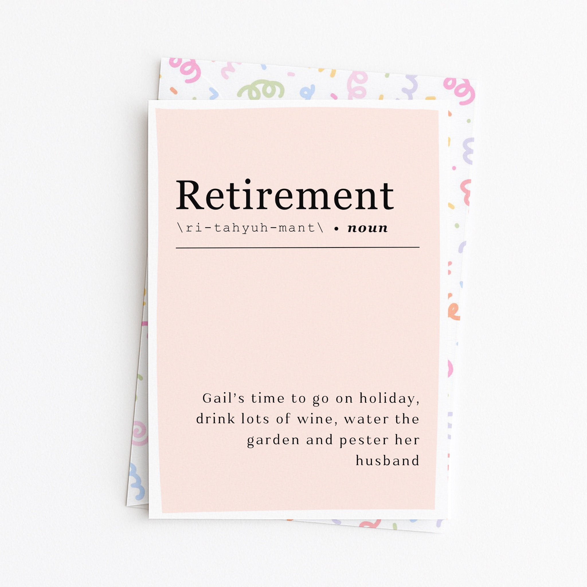 "Retirement - Gail's Time To Go On A Holiday" Greeting Card