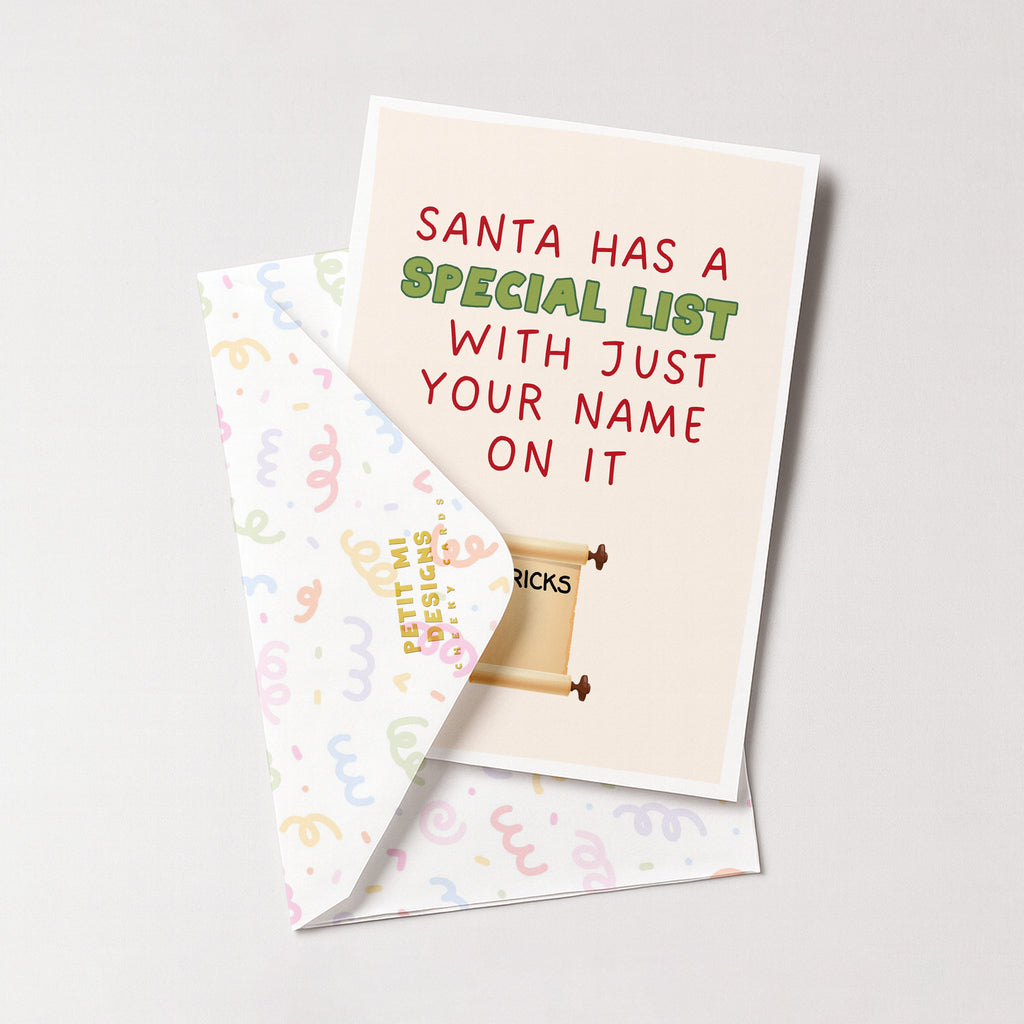 "Santa Has A Special List With Just Your Name On It" Greeting Card