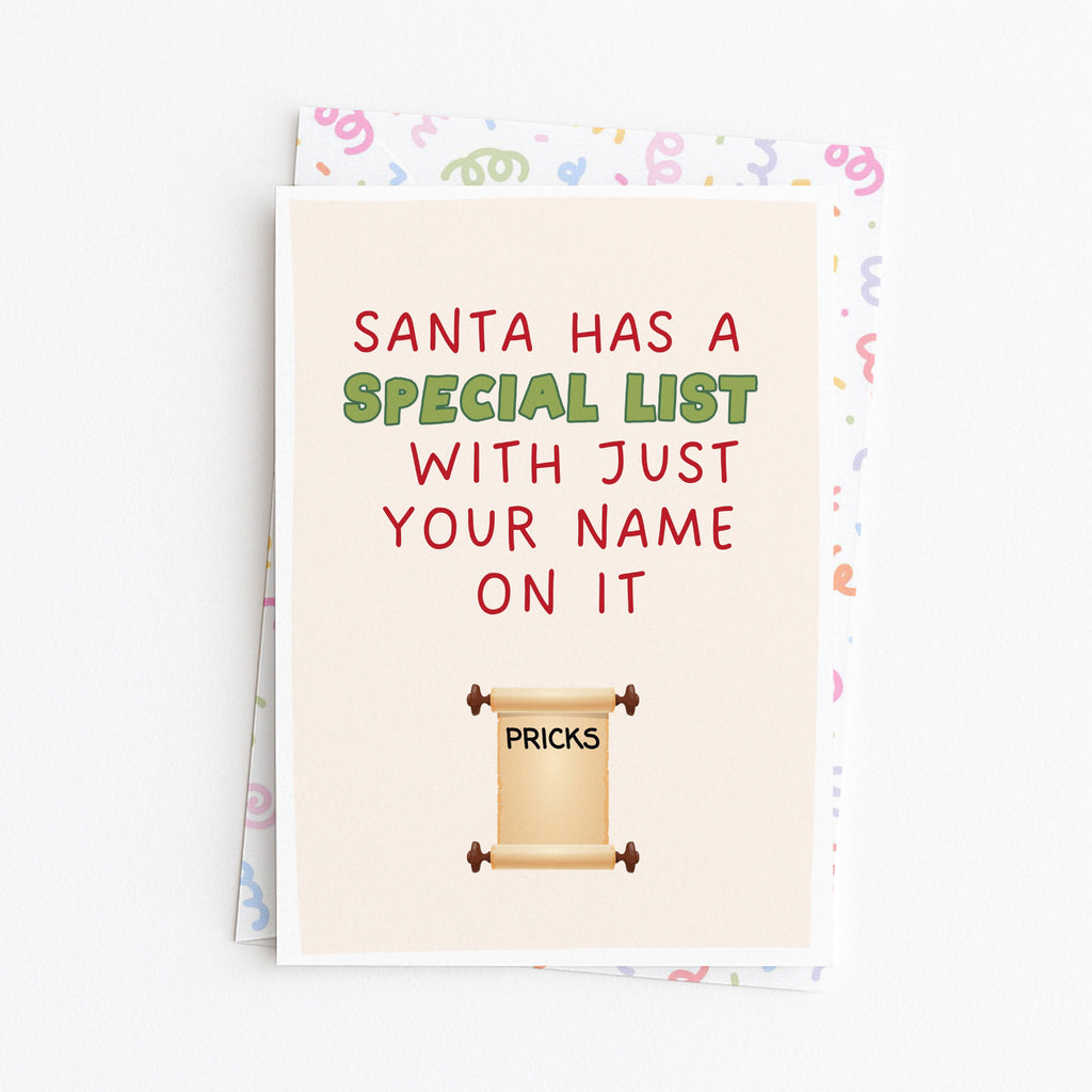 "Santa Has A Special List With Just Your Name On It" Greeting Card