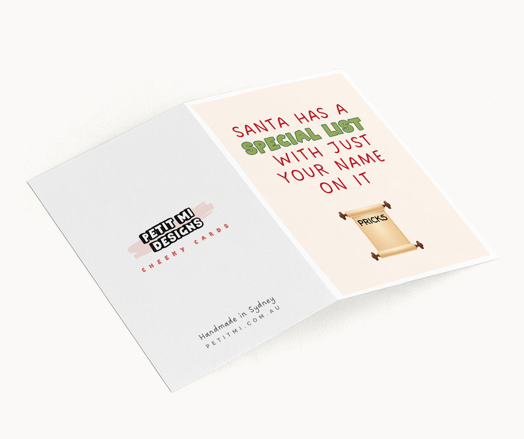 "Santa Has A Special List With Just Your Name On It" Greeting Card