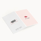 Inside view of anniversary love date greeting card showing heart design and Petit Mi branding